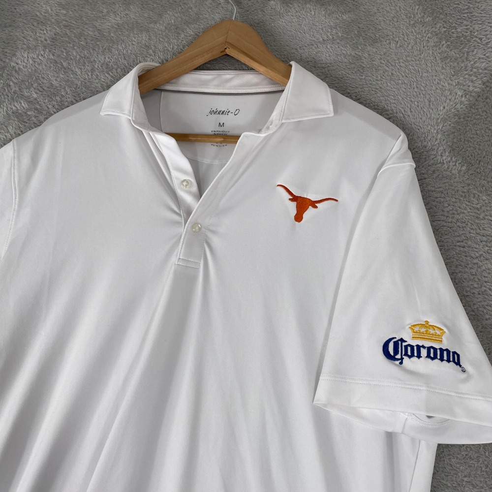 Johnnie-O Texas Longhorns Polo Mens Medium White Birdie Corona Beer Golf Shirt